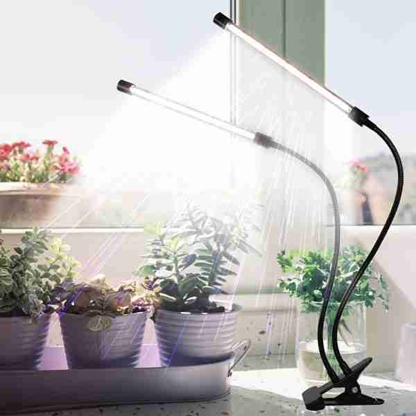 Grow Healthy Indoor Plants With 50W 84 LED Dual Head Clip Plant Lights - 4/8/12H Timer & 5 Dimmable Levels