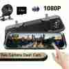Car Rearview Mirror Camera, 9.66" Dual 1080P IPS Full Touch Screen Waterproof Front And Rear Cameras, Parking Assist And Monitor, Night Vision, 160° Viewing Angle, Split Screen Display With 8GB Memory Card