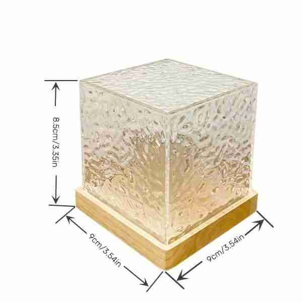 1709343940276-482dad69bd7e4828a9a44bc820d5d20f-goods 1 Pack USB Square Night Light Cube Decorative Night Lamp Square Crystal Table Lamp, Rotating Water Ripple Small Night Light Creative Bedside Lamp, Flame Atmosphere Lamp Dynamic Table Lamp 5W 80 Lumen16 Colors Diamond Desk Lamps For Bedroom RGB Remote Rota