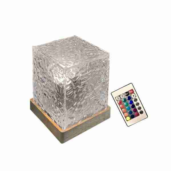 1709343941830-115fbf2520f5485ab09dd8df8a7bd0eb-goods 1 Pack USB Square Night Light Cube Decorative Night Lamp Square Crystal Table Lamp, Rotating Water Ripple Small Night Light Creative Bedside Lamp, Flame Atmosphere Lamp Dynamic Table Lamp 5W 80 Lumen16 Colors Diamond Desk Lamps For Bedroom RGB Remote Rota