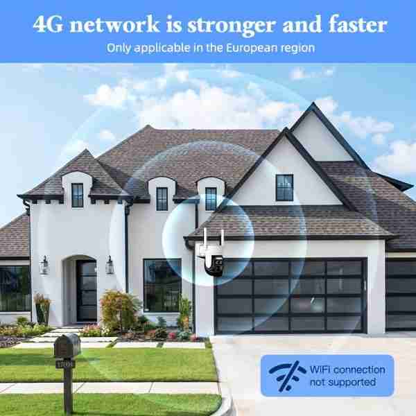 174e0218-1768-48a4-ae6f-b0b939f0cc06-1 3G/4G LTE EU Cellular Security Camera Solar With SIM Card (Verizon AT&T T-Mobile), Wireless Outdoor No WiFi Security Camera, 2K HD PTZ Night Vision Motion Detection 2 Way Talk SD&Cloud Storage(Support Europe Coutries Only )