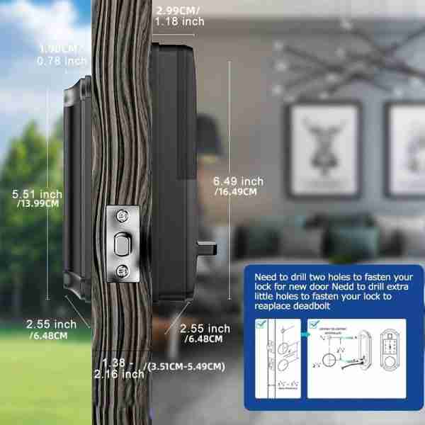 Smart Lock With Fingerprint Deadbolt - 5-in-1 Keyless Entry Door Locks With Keypads & App Remote Control, Waterproof Auto Smart Lock