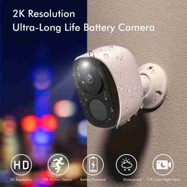 Security Cameras Wireless Outdoor, 2K 3MP Battery Powered WiFi Security Camera with Spotlight & Siren Alarm, 2-Way Audio, Color Night Vision, AI&PIR Motion Detection, AI Detection for Home Security, Works with Alexa, 2-Way Talk, Waterproof, Cloud/SD Stora
