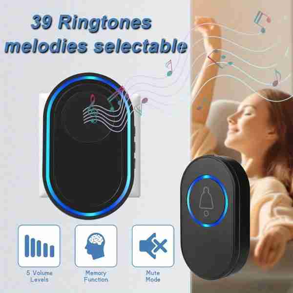329005e0ed1984fd537d2e05e8340346 Wireless Doorbell 39 Music LED Flash Security Alarm Smart Home Intelligent US Plug Door Bell Chime Kit