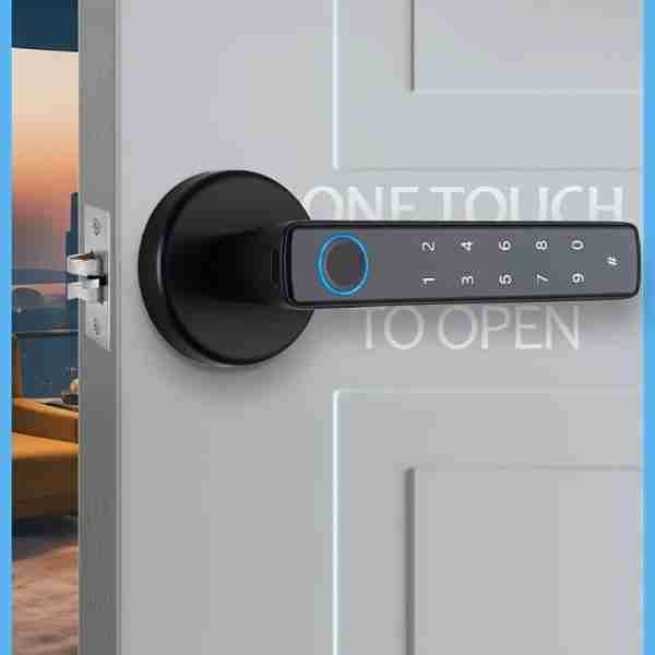 32b13bd1-e823-4c17-964a-1145c254b603 Fingerprint Password Mobile Phone App Smart Lock Digital Electronic Room Door Handle Lock
