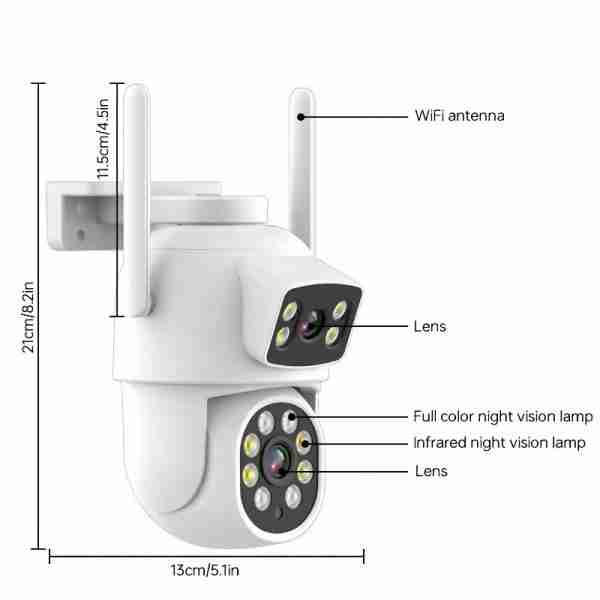 3af319e7-269f-4012-9057-433276e83a4d 4MP(2MP+2MP) WiFi Security Camera Outdoor, Dual Lens 2.4/5ghz Wireless IP Camera Video Surveillance For Home Security CCTV Monitor,AI Human Tracking, Color Night Vision,Two Way Audio,Pan Tilt Rotation,Work For Eseecloud APP,Without TF Card