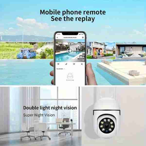 43052625-13ab-4f4c-8e1d-b7515c44cd35-1 Camera and Color Night Vision Wireless 1080p HD Indoor/Outdoor Camera Bidirectional Audio Wireless Safety Camera Pan/Tilt/Zoom Wi Fi Smart Home Safety Camera and Pet Movement Tracking Color Night Vision Bidirectional Audio