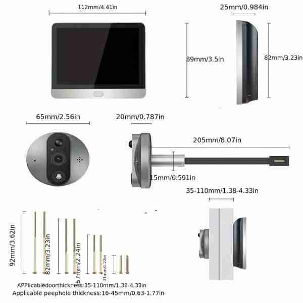1080P Tuya Smart Security-protection Peephole Video Doorbell Wireless Wifi Two-Way Audio Video Door Eye With Camera In The Private House