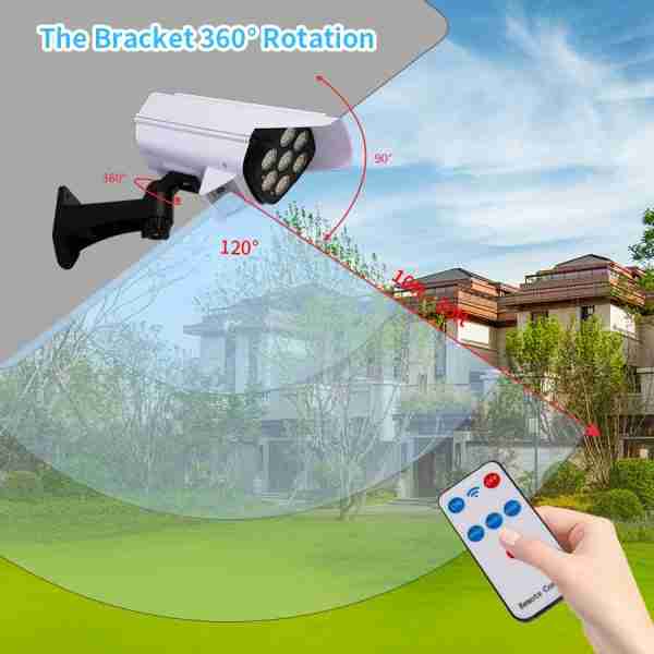Outdoor Motion Sensor Solar Lights 2000 Lumens 77 LEDs Spotlight With Remote Controller FloodLights, Wireless Dummy Decoy Fake Security Camera for Porch Garden Patio Driveway