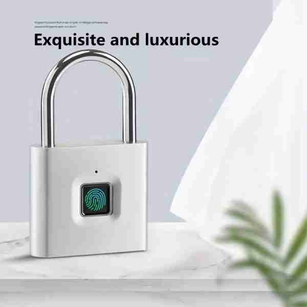 1pc Mini Smart Fingerprint Padlock, Security Door Lock, Antitheft Keyless USB Rechargeable Lock For Suitcase Luggage