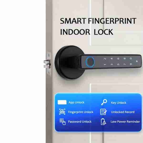 72580f15-11ed-45a7-8f96-ba621e1968ac Fingerprint Password Mobile Phone App Smart Lock Digital Electronic Room Door Handle Lock