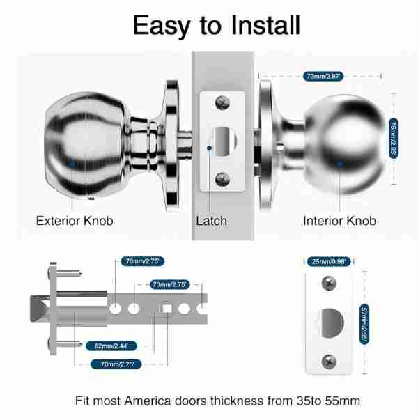 Smart Door Knob, Fingerprint Door Lock, Smart Lock Biometric Door Lock Fingerprint Door Knob With Tuya App Control, Suitable For Bedroom, Cloakroom, Apartments Offices, Hotels (Battery Included)
