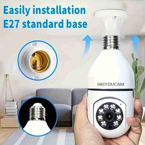 862b1920-7943-4eec-8563-b314986b4d97-1 Light Bulb Security Cameras Indoor Wireless WiFi Camera 2.4GHz, 360 Degree, E27 Light Socket Screw In Security Cameras For Home Security Safe Cam Lightbulb Cameras Night Vision, 355° Pan/Tilt For Home Security Safe Light Bulb Cameras Indoor/outdoor, HD 10