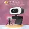 4K HD Computer Webcam, Plug And Play, No Driver Required USB Interface Webcam, Built-in Microphone, Webcast Fill Light, Voice Call Conference Camera, Work Camera, Laptop External Webcam