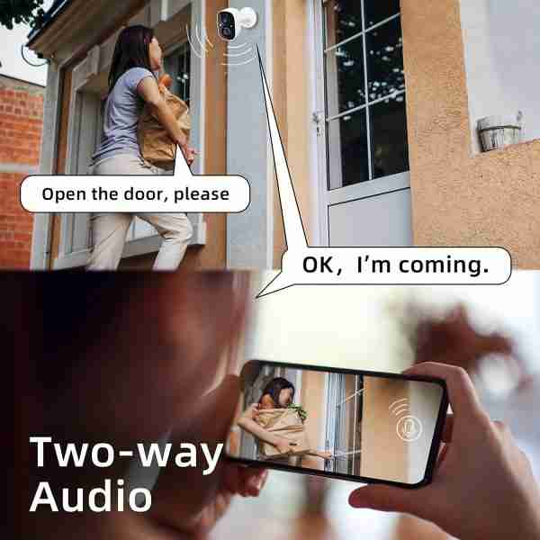 Outdoor Wireless Security Camera, 2K 3mp Video Resolution, Battery Powered CCTV Camera For Home Security, Cloud/SD (up To 256G), Works With Amazon Alexa, No Monthly Fee, AI Motion Detection, Spotlight, Color Night Vision, 2-Way Audio