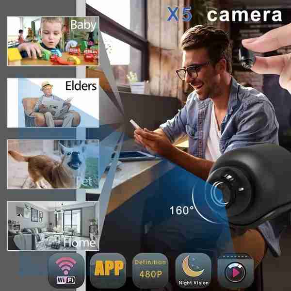 9388ed80-d3e6-48ac-aab7-381f74adeb35 WiFi Surveillance Camera 2.4G Monitor Night Vision Motion Detection Camera Family Security Camera Monitoring Wide-angle Detection IP Camera (not Including SD Card) Without Battery, Christmas、Halloween、Thanksgiving Day Gift