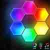 6pcs Music Sync Hexagon Lights - Smart APP And Remote RGB Wall Light Hexagonal Modular Light Honeycomb Shape Panels LED Lights For Bedroom And Study Decor