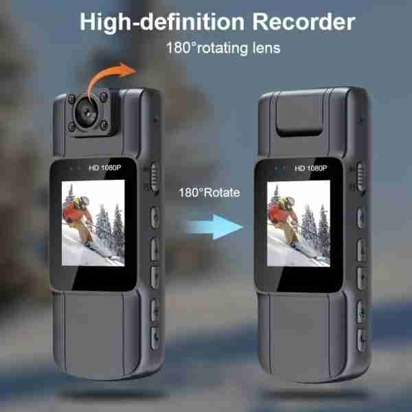 New 1080P HD Portable Law Enforcement Recorder With Screen, Multifunctional Mini Back Clip Chest Camera With Night Vision, Rotatable Lens, Suitable For Electric Vehicles/motorcycles, Property Security, Delivery Personnel, Office, Tourism, Entertainment An