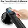 Fingerprint Door Knob, Biometric Door Knob, Passage Mode, Local Storage of Fingerprints, Zinc Alloy, Sturdy and Durable, Black-Battery not included-H01B