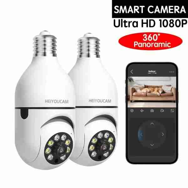 c3b5f039-c3f3-4a54-82db-5b81210f0fe8 Light Bulb Security Cameras Indoor Wireless WiFi Camera 2.4GHz, 360 Degree, E27 Light Socket Screw In Security Cameras For Home Security Safe Cam Lightbulb Cameras Night Vision, 355° Pan/Tilt For Home Security Safe Light Bulb Cameras Indoor/outdoor, HD 10