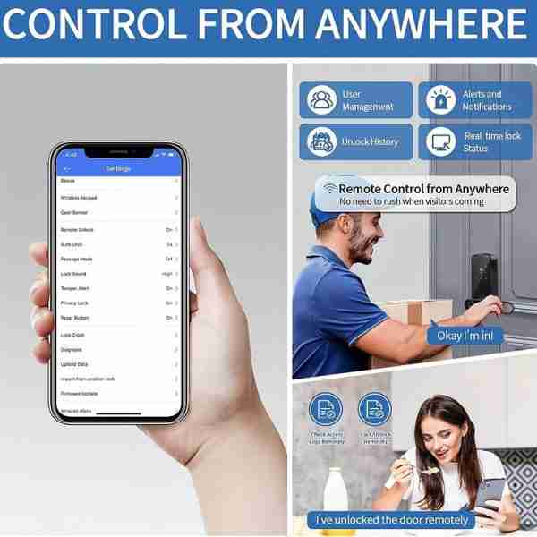 Keyless Entry Door Lock, Keypad Door Lock, Keyless Door Lock, Fingerprint Door Lock, Biometric Door Lock, Keypad Entry Door Lock, Passcode Code Door Lock, Digital Smart Door Lock (Smart Lock-Battery not included)