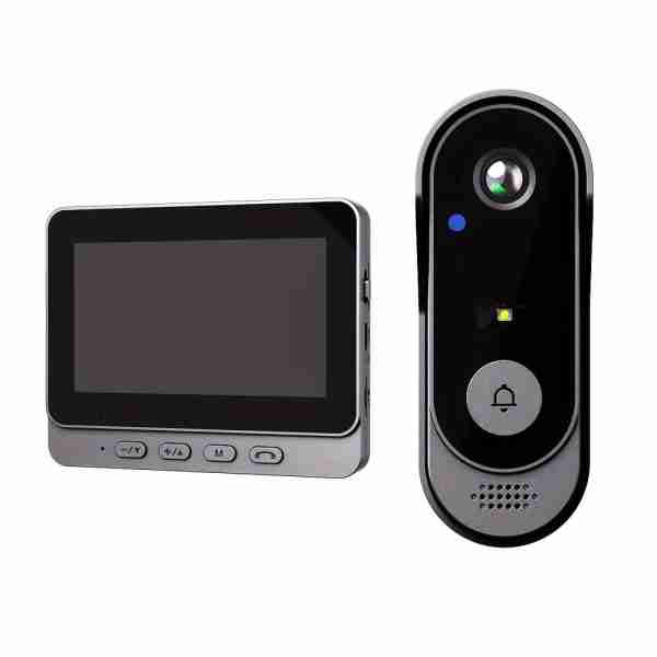 ca25e997-9c08-4860-82c6-b57369232797 1 Set, Waterproof True Wireless Video Doorbell, 480P Camera Pixel, With 4.3 Inch Screen Real Time Indoor Monitor, No App Required, No Network Required, Friendly Using For Elders, Support SD Card Slot Saving Images & Videos, Local Storage
