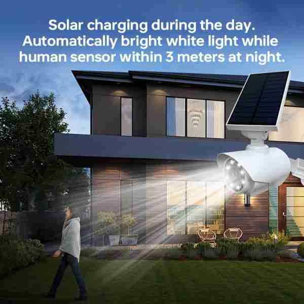Solar Light Pseudo Safety Camera, Simulating CCTV Monitoring System, With LED PIR Motion Sensor Detection Light, Suitable For Indoor And Outdoor Homes, Offices, Shops, And Garages