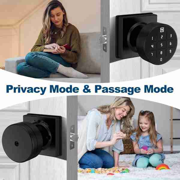 GeekTale Keyless Entry Door Lock With Keypad, Smart Door Knob Keypad Door Knob, Smart Lock With Keypad Smart Door Lock Digital Door Lock With Keypad For Indoors Bedrooms, Apartments, AirBnbs