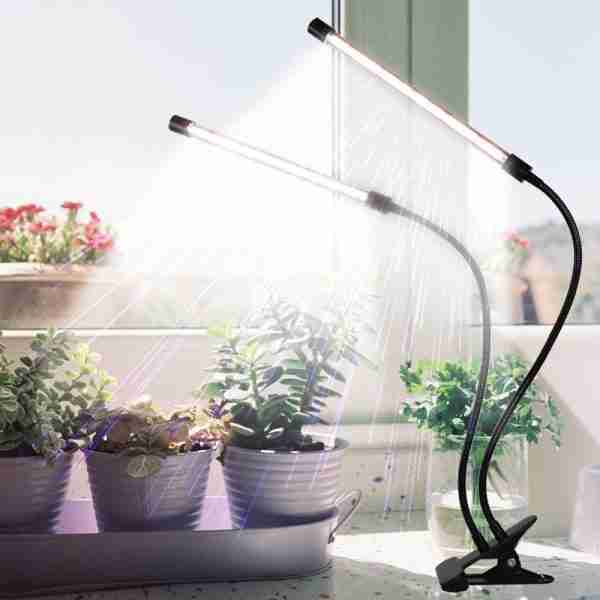Grow Healthy Indoor Plants With 50W 84 LED Dual Head Clip Plant Lights - 4/8/12H Timer & 5 Dimmable Levels