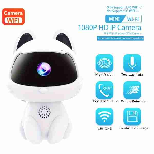 K9 V380 HD Definition Intelligent Home Monitoring Camera 1080P 2.4GHz Wireless WiFi Wireless Security WIFI Camera, AI Intelligent Tracking Motion Detection, Pet Monitor, Two-way Audio, Motion Detection Pet Camera