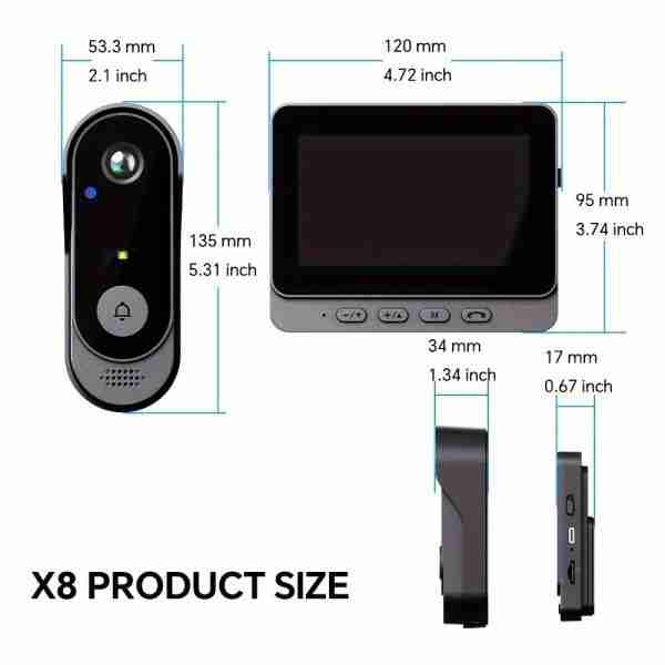 d7dc06de-2864-464e-b723-2ec17de98c58 1 Set, Waterproof True Wireless Video Doorbell, 480P Camera Pixel, With 4.3 Inch Screen Real Time Indoor Monitor, No App Required, No Network Required, Friendly Using For Elders, Support SD Card Slot Saving Images & Videos, Local Storage