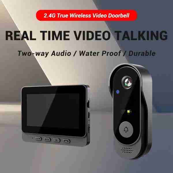 dda60e64-55a8-48ef-b42c-c991292060ea 1 Set, Waterproof True Wireless Video Doorbell, 480P Camera Pixel, With 4.3 Inch Screen Real Time Indoor Monitor, No App Required, No Network Required, Friendly Using For Elders, Support SD Card Slot Saving Images & Videos, Local Storage