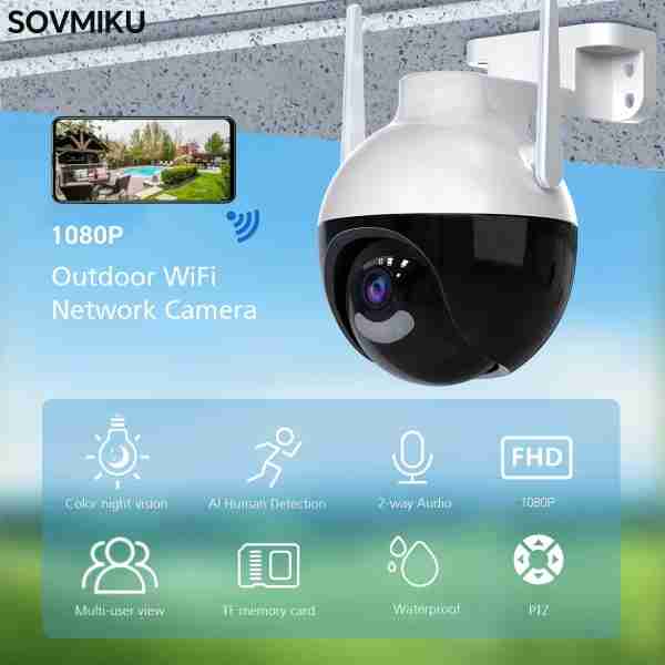 de76e0a1a01e24a6f101a432413ff17e 1pc Wireless Security WIFI Camera Indoor Outdoors, Mini 360° PTZ Panoramic IP Camera, Full HD 1080P Smart Home Camera, 2.4GHz,Baby, Pet MonitorTwo Way Audio, Waterproof Motion Detection Alarm Push,works With Phone Computer Ipad,Remote