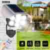 Outdoor Motion Sensor Solar Lights 2000 Lumens 77 LEDs Spotlight With Remote Controller FloodLights, Wireless Dummy Decoy Fake Security Camera for Porch Garden Patio Driveway