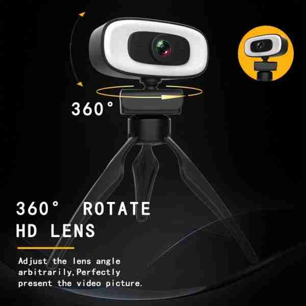 4K HD Computer Webcam, Plug And Play, No Driver Required USB Interface Webcam, Built-in Microphone, Webcast Fill Light, Voice Call Conference Camera, Work Camera, Laptop External Webcam