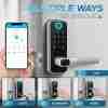 Smart Door Lock, Keyless Entry Door Lock Fingerprint Door Lock With Keypad Digital Door Lock With Handle For Home, Rental, Office And Hotel (Silvery)