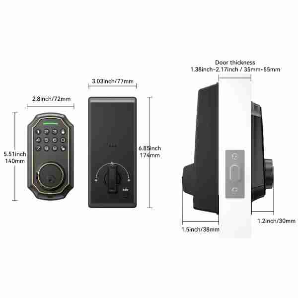 e9878ff2c0563e94ea8acf3594763bb2 BULIST Smart Deadbolt Door Lock, Pin Code Unlock - One-time Codd Unlock - Mechanical Key Unlock, Keyless Entry Door Lock With Backlit Keypad And Auto-Lock Enable Or Disable, Voice Prompt, Easy To Install And Programming, Long Battery Life (only In North A